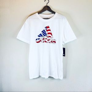 Adidas Men’s Golf American Flag Logo White Tee Size XL NWT